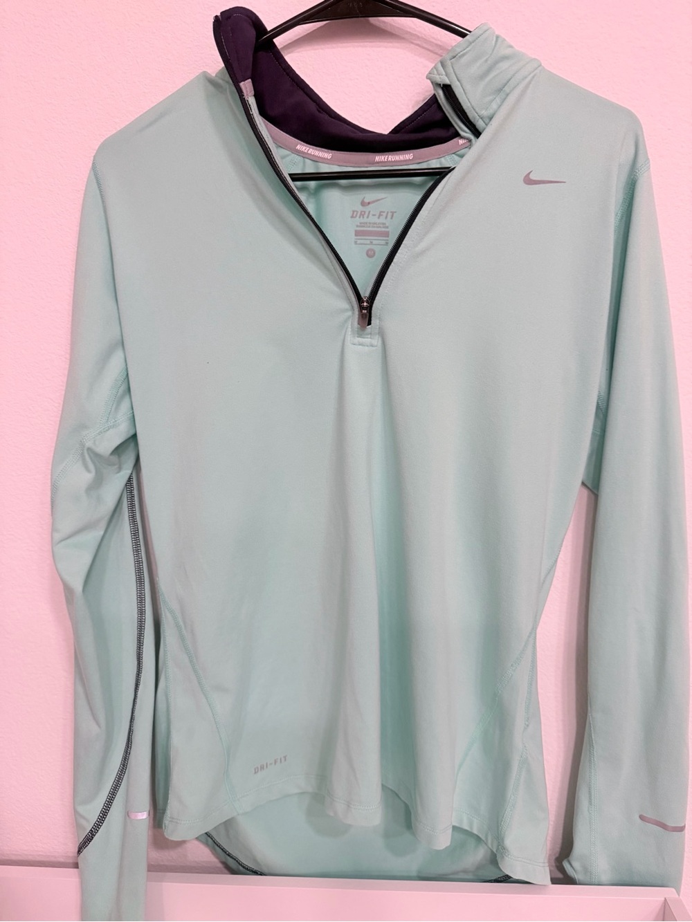 Nike Mint Green Dri-FIT Quarter-Zip Running Pullover